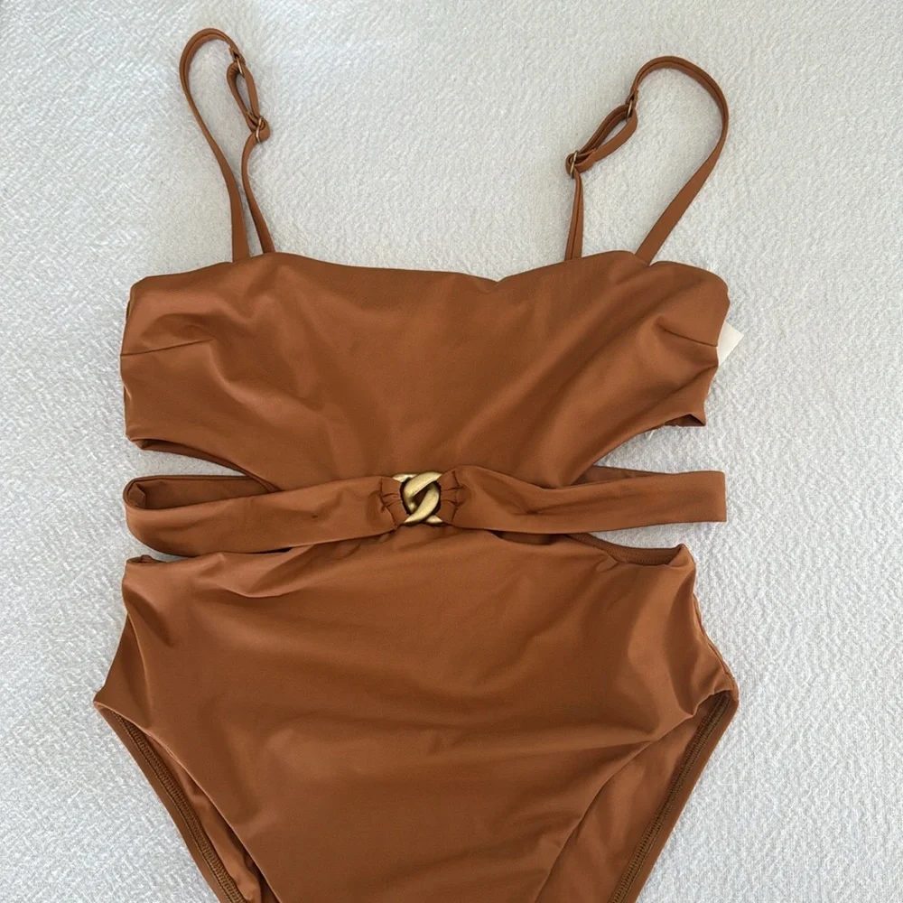 VITAMIN A Luxe Link Belted One Piece - Bronze ReLux, $200
